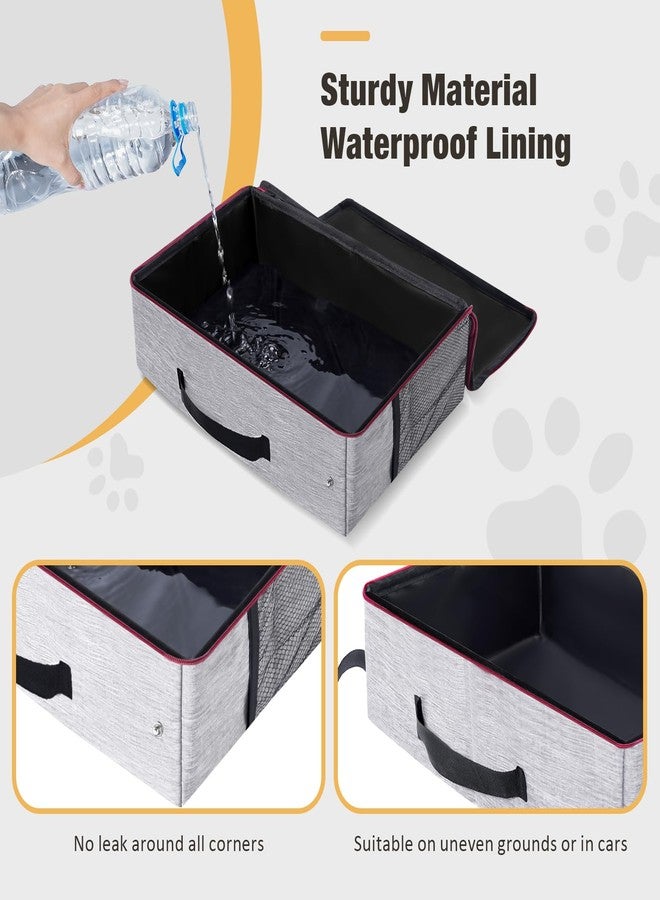 Avont Portable Travel Litter Box for Cats, Waterproof Leak-Proof Foldable Collapsible Kitty Box with Zipped Lid, Mat and Scoop, Easy to Carry Ideal for Hotels Cars -M - Image 2